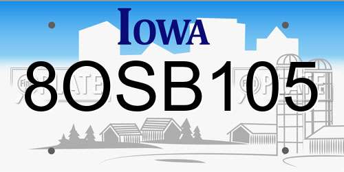 8OSB105 Iowa License Plate