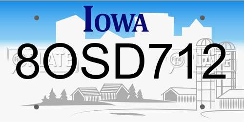 8OSD712 Iowa License Plate