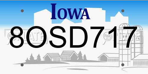 8OSD717 Iowa License Plate