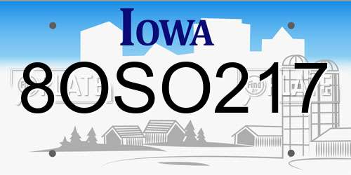 8OSO217 Iowa License Plate