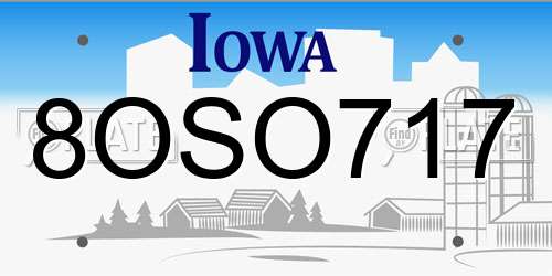 8OSO717 Iowa License Plate