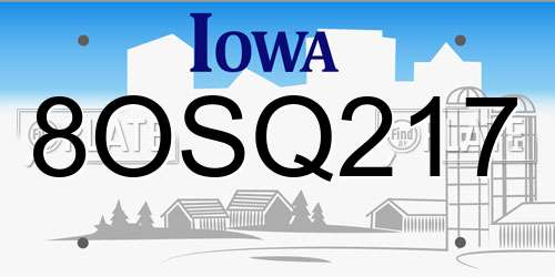 8OSQ217 Iowa License Plate