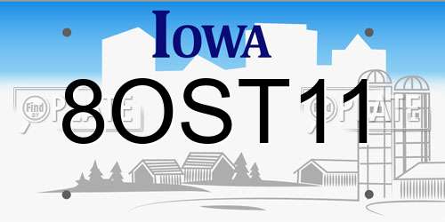 8OST11 Iowa License Plate