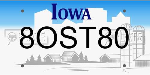 8OST80 Iowa License Plate