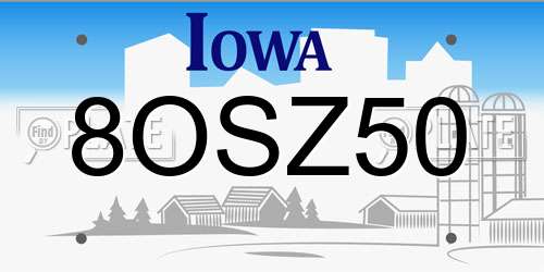 8OSZ50 Iowa License Plate