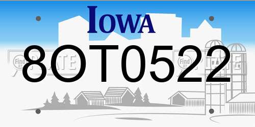 8OT0522 Iowa License Plate
