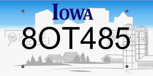 8OT485 Iowa License Plate
