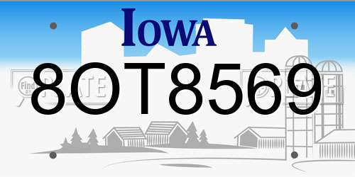 8OT8569 Iowa License Plate