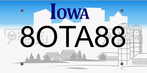 8OTA88 Iowa License Plate