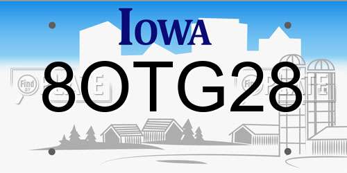 8OTG28 Iowa License Plate