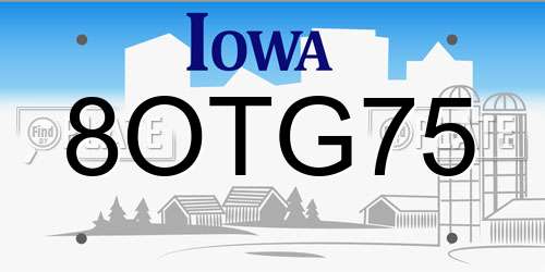 8OTG75 Iowa License Plate
