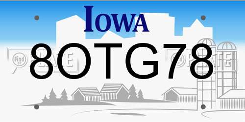 8OTG78 Iowa License Plate