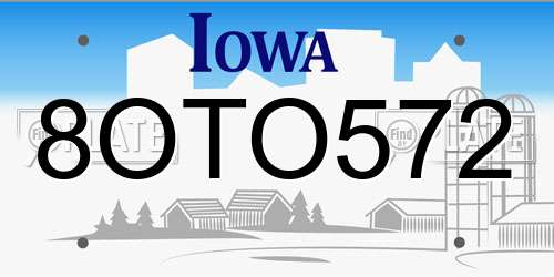 8OTO572 Iowa License Plate