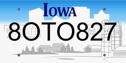 8OTO827 Iowa License Plate