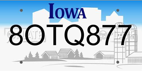 8OTQ877 Iowa License Plate