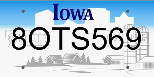 8OTS569 Iowa License Plate
