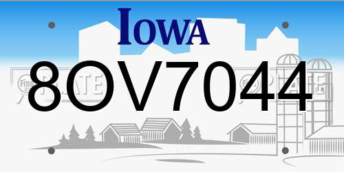 8OV7044 Iowa License Plate