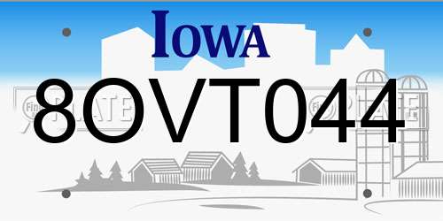 8OVT044 Iowa License Plate