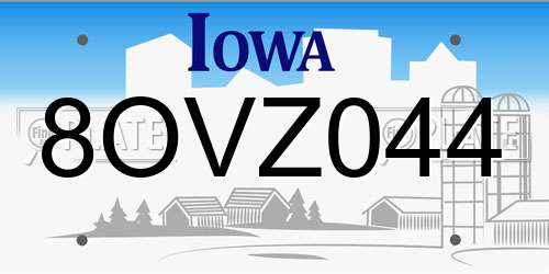 8OVZ044 Iowa License Plate