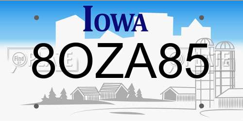 8OZA85 Iowa License Plate