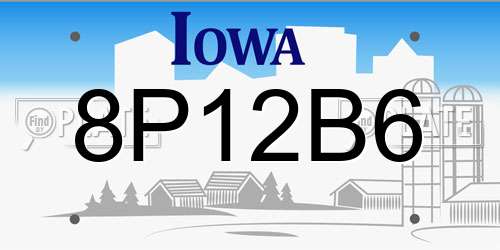 8P12B6 Iowa License Plate