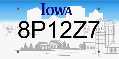 8P12Z7 Iowa License Plate