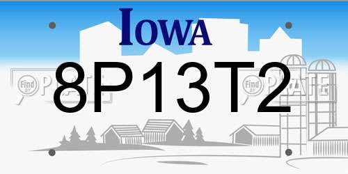 8P13T2 Iowa License Plate