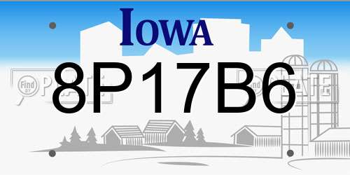 8P17B6 Iowa License Plate
