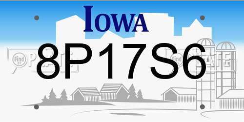 8P17S6 Iowa License Plate