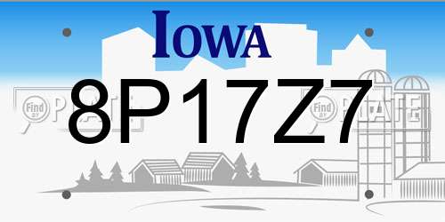 8P17Z7 Iowa License Plate