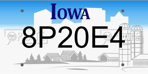 8P20E4 Iowa License Plate
