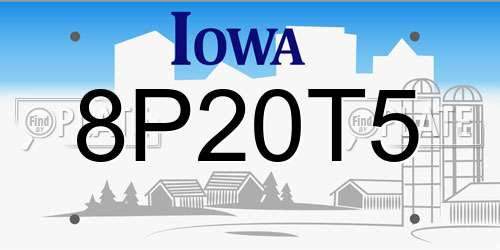 8P20T5 Iowa License Plate