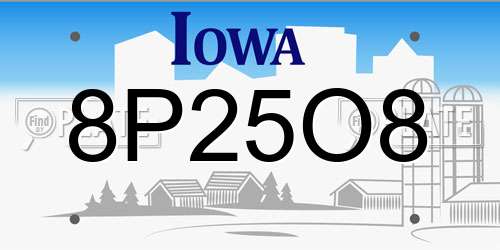 8P25O8 Iowa License Plate