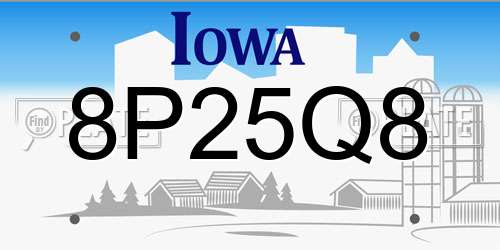 8P25Q8 Iowa License Plate