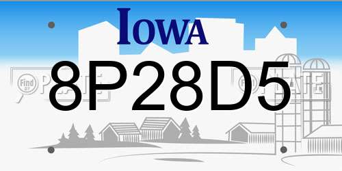 8P28D5 Iowa License Plate