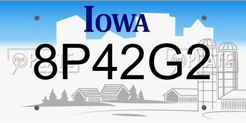 8P42G2 Iowa License Plate
