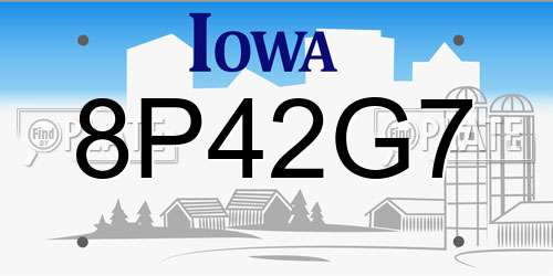 8P42G7 Iowa License Plate