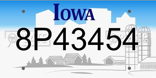 8P43454 Iowa License Plate