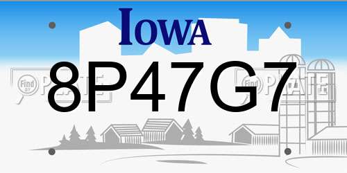 8P47G7 Iowa License Plate