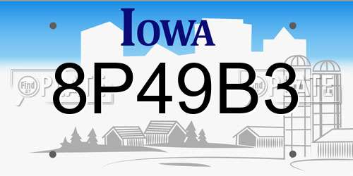 8P49B3 Iowa License Plate