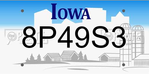 8P49S3 Iowa License Plate