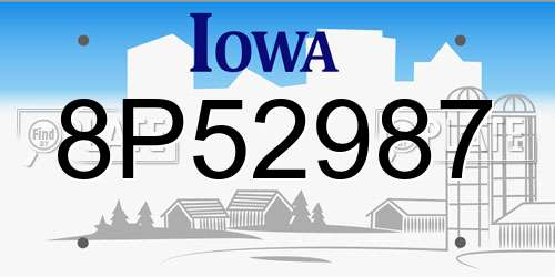 8P52987 Iowa License Plate