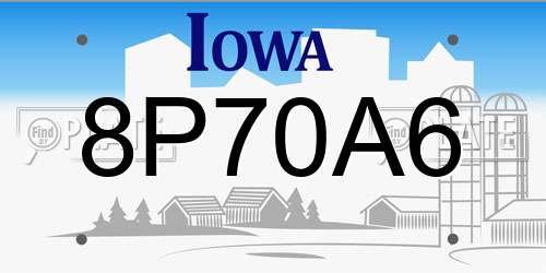 8P70A6 Iowa License Plate