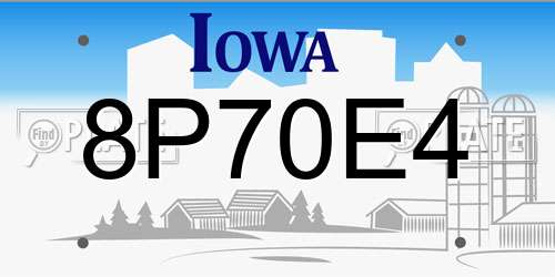 8P70E4 Iowa License Plate