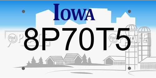 8P70T5 Iowa License Plate