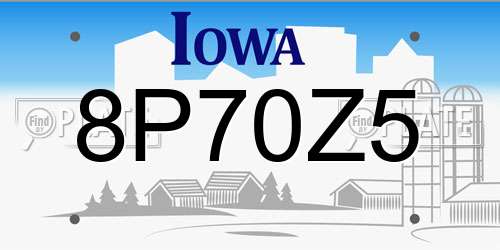 8P70Z5 Iowa License Plate