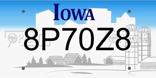 8P70Z8 Iowa License Plate