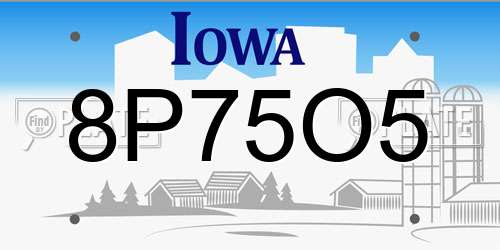 8P75O5 Iowa License Plate