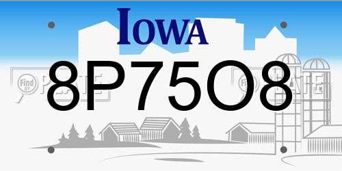 8P75O8 Iowa License Plate
