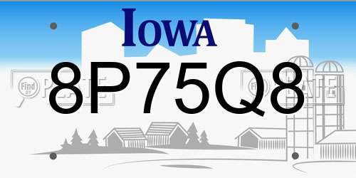 8P75Q8 Iowa License Plate